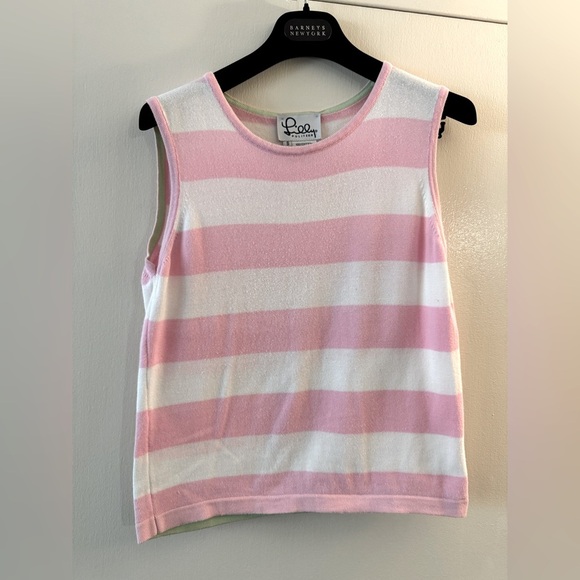 Lilly Pulitzer Tops - Vintage Lilly Pulitzer Pink Striped cotton Knit Top Tank small White Label